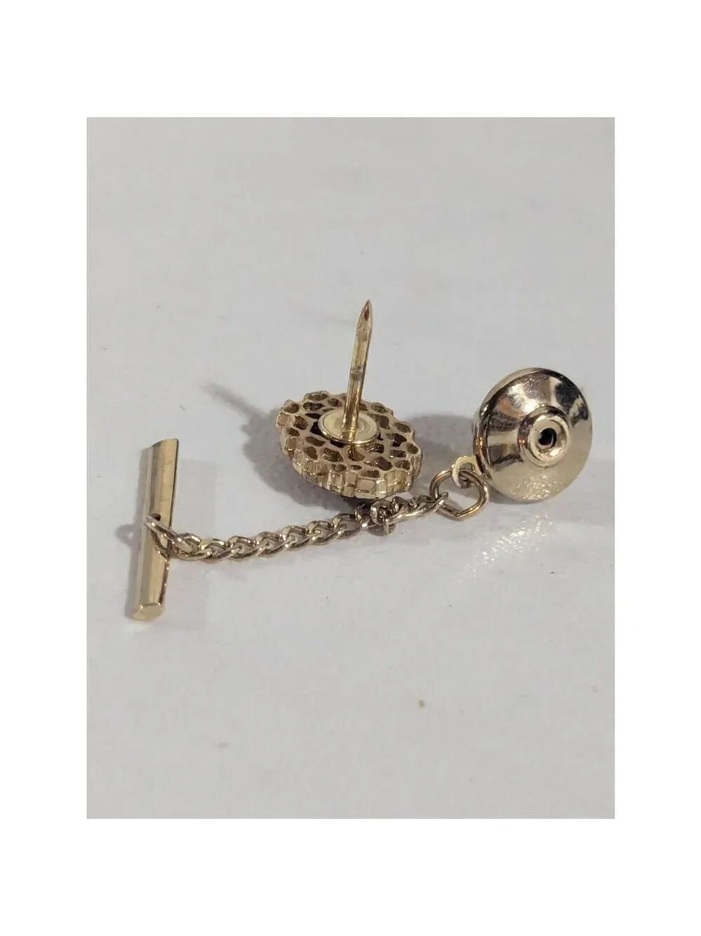 Goldstone Vintage Men's Gold Tie Tack With Chain